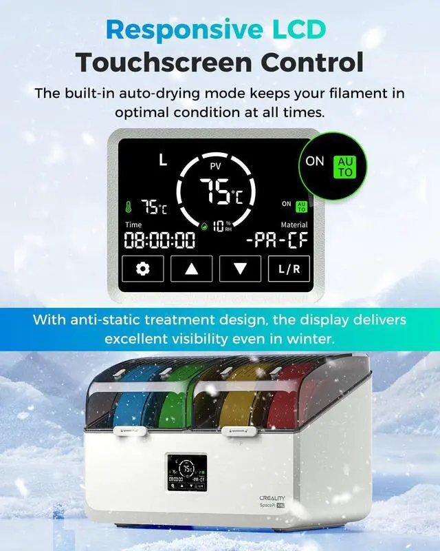 Alt view image 7 of 7 - Official Space Pi X4 Lite Filament Dryer, 4 Spools Filament Dry Box with Dual-Chamber Heated Storage, Max 75 Temerature, Independent Temperature Control for PLA, PETG, ABS, TPU, Nylon, ASA