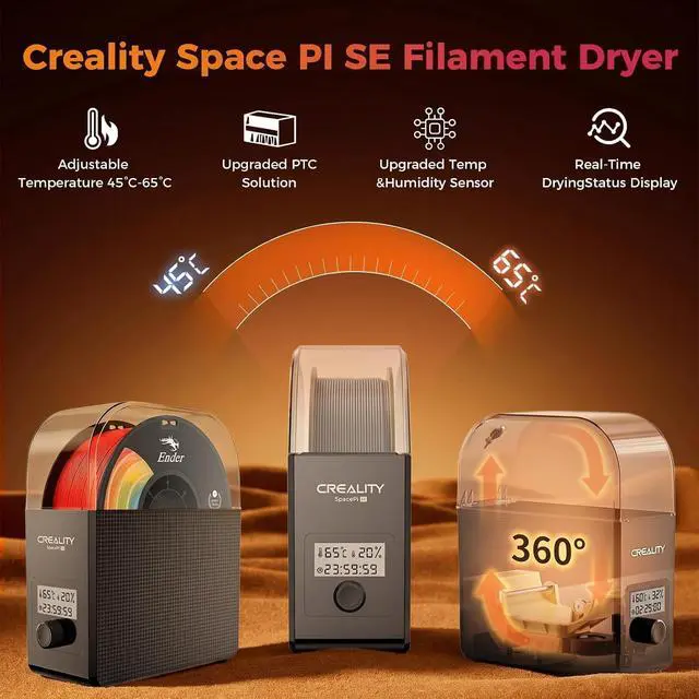 Alt view image 2 of 7 - 2026 New Official Filament Dryer Box Pro 2.0 with Fans, Space Pi SE Upgraded 360° Hot-air 65° PTC Circulates Heating, 1KG Filament Dehydrator Dry During for 1.75/2.85mm PLA PETG ABS TPU Nylon