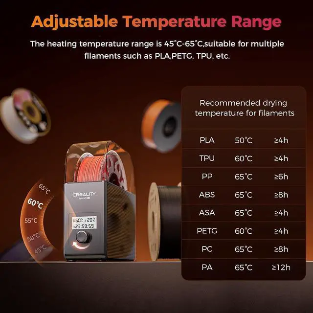 Alt view image 5 of 7 - 2026 New Official Filament Dryer Box Pro 2.0 with Fans, Space Pi SE Upgraded 360° Hot-air 65° PTC Circulates Heating, 1KG Filament Dehydrator Dry During for 1.75/2.85mm PLA PETG ABS TPU Nylon