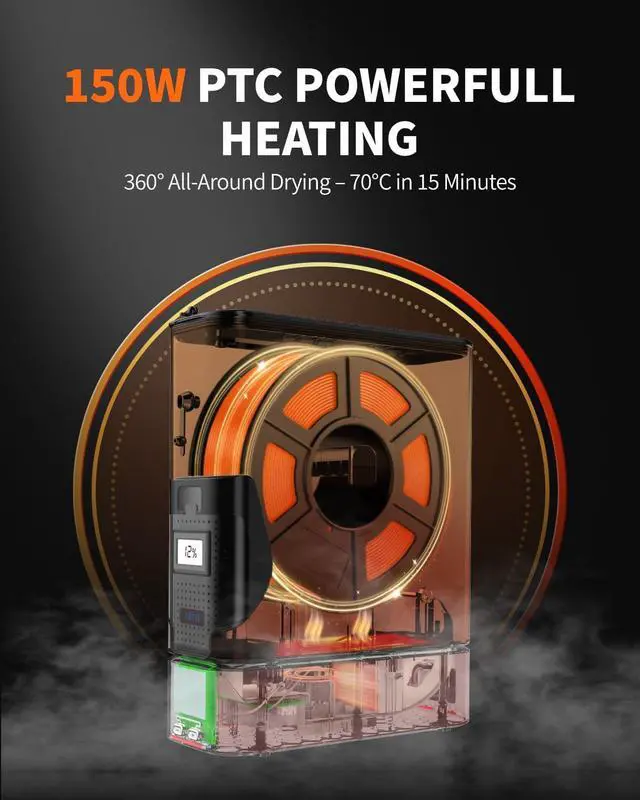 Alt view image 4 of 7 - J1 Filament Dryer Box for 3D Printer Filaments, 150W PTC, Up to 70°C