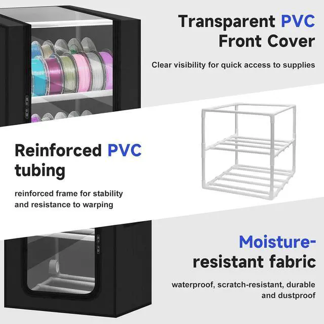 Alt view image 4 of 7 - 2-Tier 3D Printer Filament Storage Box with Active External Dryer