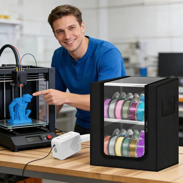 Alt view image 6 of 7 - 2-Tier 3D Printer Filament Storage Box with Active External Dryer