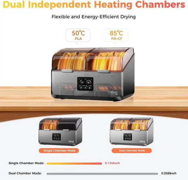 Alt view image 4 of 7 - Official Filament Dryer, Space Pi X4 Filament Storage Box, 85 Max Temperature, Dual Independent Heating Chambers, Power Saving for PLA PETG ABS TPU ASA PC PA PAHT, DB-05