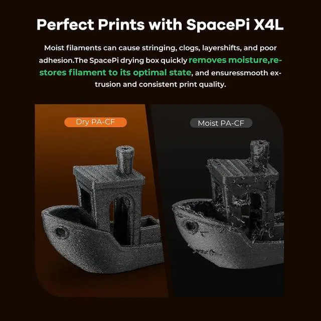 Alt view image 3 of 7 - Space Pi X4L Filament Dryer Box,4 Spool Capacity with Dual Independent Chambers,75°C Heating & Smart Energy-Saving Mode,Fits PLA,PETG,ABS,TPU,PA,etc