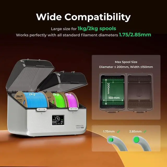 Alt view image 6 of 7 - Space Pi X4L Filament Dryer Box,4 Spool Capacity with Dual Independent Chambers,75°C Heating & Smart Energy-Saving Mode,Fits PLA,PETG,ABS,TPU,PA,etc