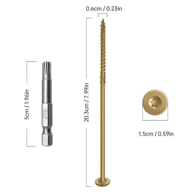 Alt view image 2 of 6 - 50 pcs Yellow Structural Wood Screws 8 inch