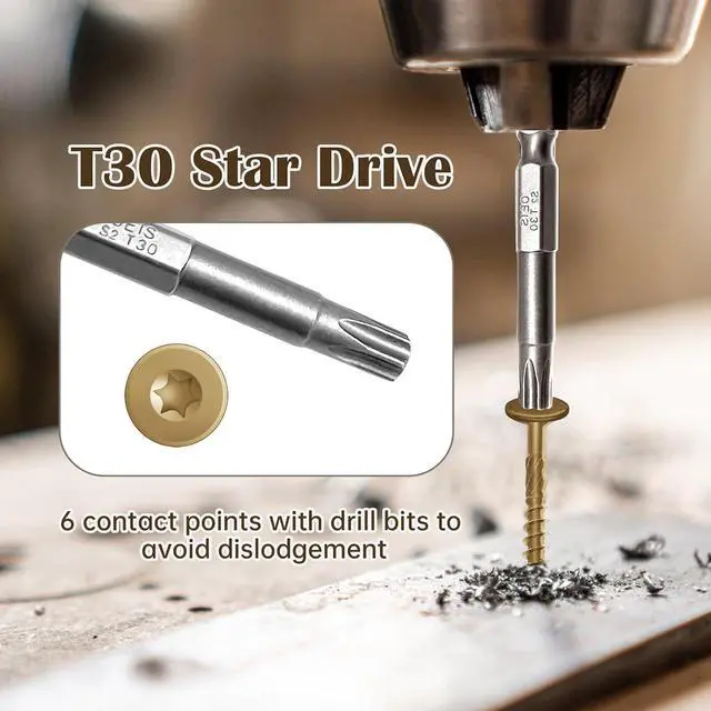 Alt view image 4 of 6 - 50 pcs Yellow Structural Wood Screws 8 inch