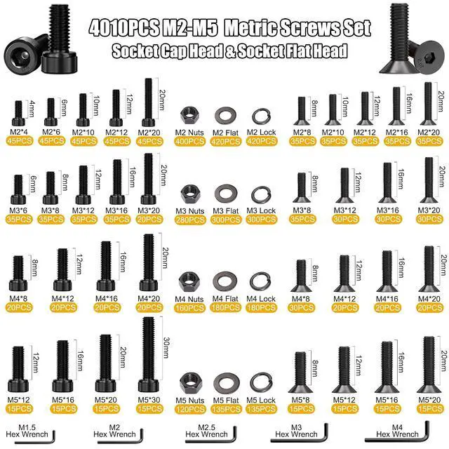 Alt view image 2 of 7 - 4005pcs Metric Screw Assortment, M2 M3 M4 M5 Assorted Screws