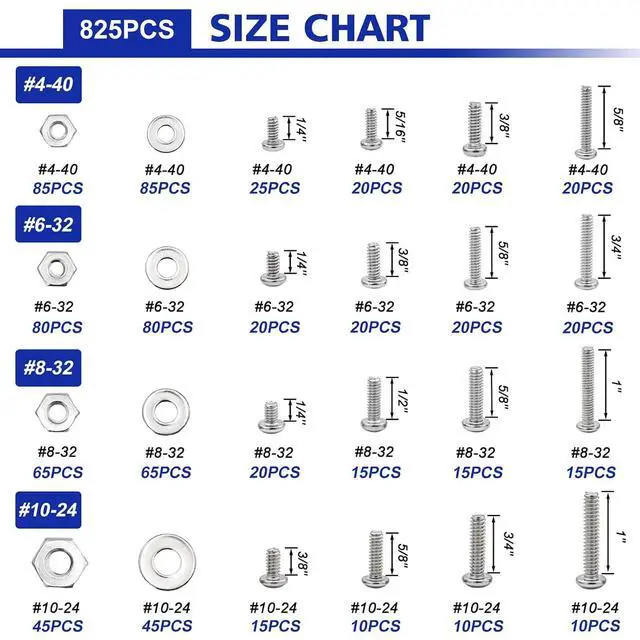 Alt view image 6 of 7 - 1575 PCS Nuts and Bolts Assortment Kit, Stainless Steel Phillips Pan Head & Flat Head Screws, Assorted Nuts Bolts Washers with Double Sided Organizer Box