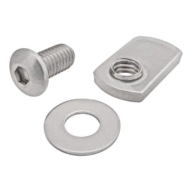 Alt view image 2 of 7 - 8020, 3620, 15 Series, 5/16-18 x .625" Long 8utton Head Socket Cap Screw (BHSCS), with .345" Washer and Economy Slide-in T-Nut, Stainless Steel SS 8020 Channel Hardware HW (10)