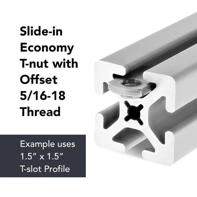 Alt view image 7 of 7 - 8020, 3620, 15 Series, 5/16-18 x .625" Long 8utton Head Socket Cap Screw (BHSCS), with .345" Washer and Economy Slide-in T-Nut, Stainless Steel SS 8020 Channel Hardware HW (10)