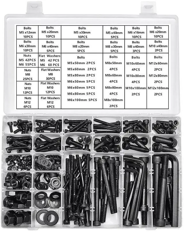 Alt view image 3 of 7 - 434PCS M5 M6 M8 M10 M12 Metric Bolt Assortment for Precision Machinery