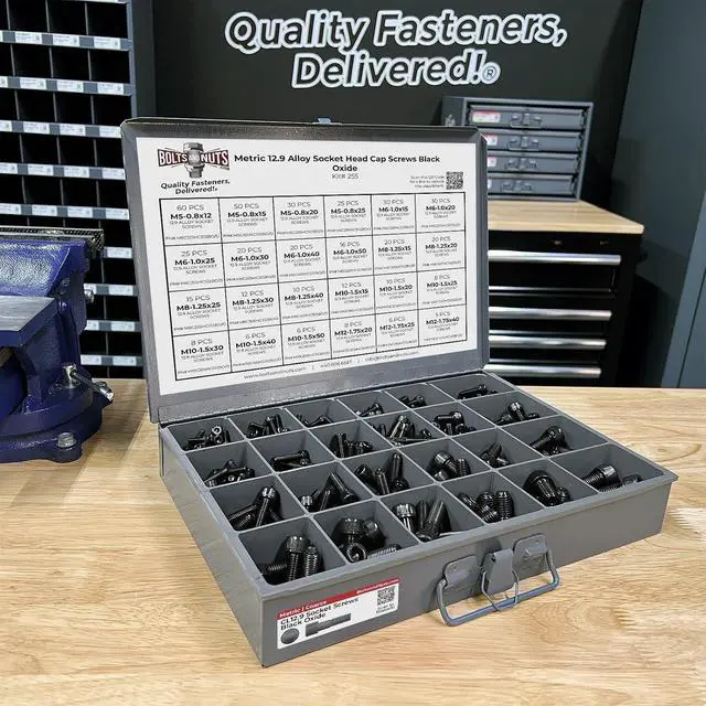 Alt view image 2 of 5 - Metric 12.9 Alloy Allen Socket Head Cap Screws Bolts Black Oxide Assortment - 453 PCS