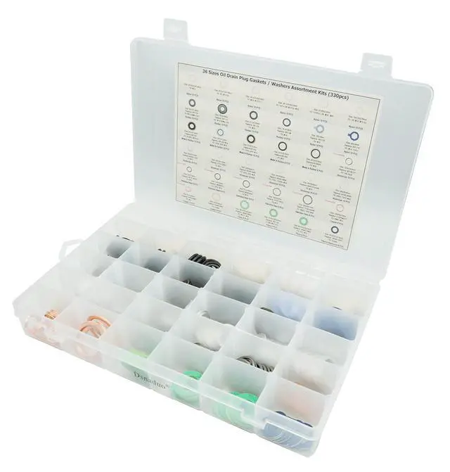 Alt view image 4 of 7 - 330PCS 36 Popular Sizes Mater Oil Drain Plug Gaskets, Washer Assortment Kits Replace 097-119, 097-139, 097-021, 097-025, N0138157, 11026-01M02, APC93000, 94109-14000, 097-128, MD050317