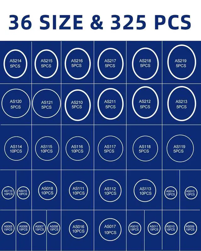 Alt view image 2 of 7 - O Rings Assortment PTFE Kit, 325PCS Sealing Gasket Washer Professional for Automotive Repair, Plumbing and Faucet, Air or Gas Connections, Resist Oil and Heat O-Rings