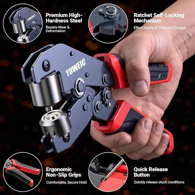 Alt view image 3 of 7 - Grommet Tool Kit with 1/4" Punch Self-Locking Eyelet Tool with 420PCS Grommets (Silver, Gold, Black, Copper) Includes Washers and Carrying Case for PVC, Canvas, Leather