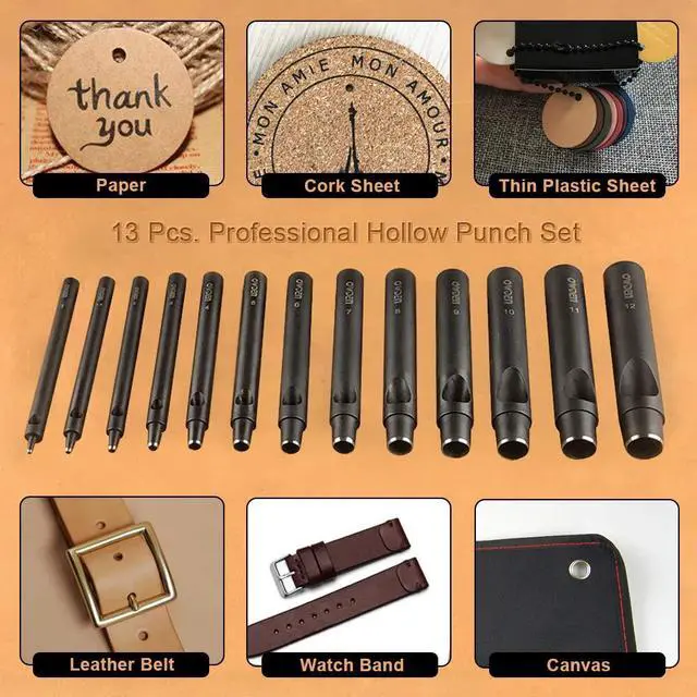 Alt view image 6 of 7 - Professional 13 Pcs Leather Hole Punch Set, Slim Style.1.0-12MM
