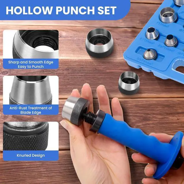 Alt view image 4 of 6 - Hollow Punch Set with Pin Point Punch Shaft, 3/16 to 1-3/8in