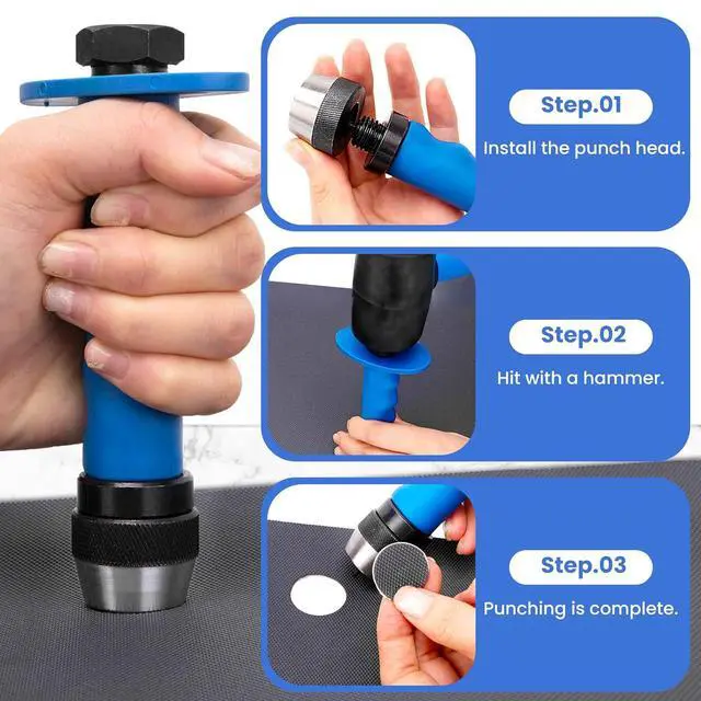 Alt view image 5 of 6 - Hollow Punch Set with Pin Point Punch Shaft, 3/16 to 1-3/8in