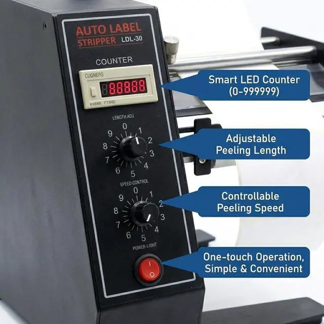Alt view image 2 of 7 - 1150D Automatic Label Dispenser, 110V Electric Sticker Peeler with Intelligent Sensing & Auto Counting, 1-8m/min Adjustable Speed Labeling Machine for Multiple Rows, for Warehouse &