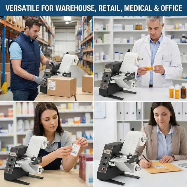 Alt view image 7 of 7 - 1150D Automatic Label Dispenser, 110V Electric Sticker Peeler with Intelligent Sensing & Auto Counting, 1-8m/min Adjustable Speed Labeling Machine for Multiple Rows, for Warehouse &