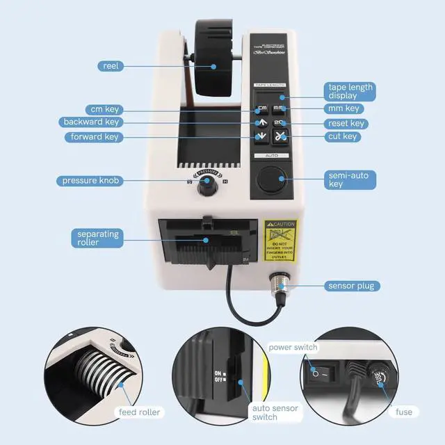 Alt view image 4 of 7 - Automatic Tape Dispenser Cutter, 999mm Length