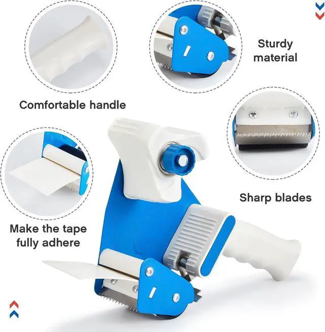 Alt view image 3 of 6 - 8 Pieces Packing Tape Dispenser Gun for 2 Inches Width Tape Handheld Tape Gun for Shipping Industrial Packaging Box Wrapping, Moving Packing Boxes Sealing, Blue and Red
