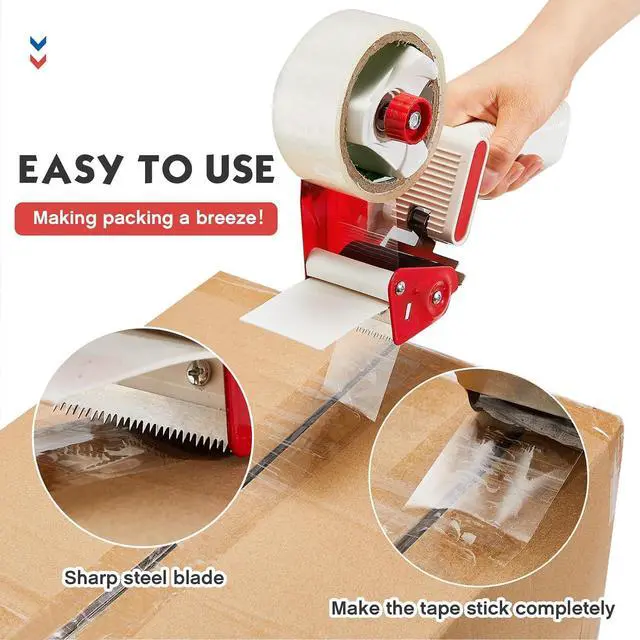 Alt view image 5 of 6 - 8 Pieces Packing Tape Dispenser Gun for 2 Inches Width Tape Handheld Tape Gun for Shipping Industrial Packaging Box Wrapping, Moving Packing Boxes Sealing, Blue and Red