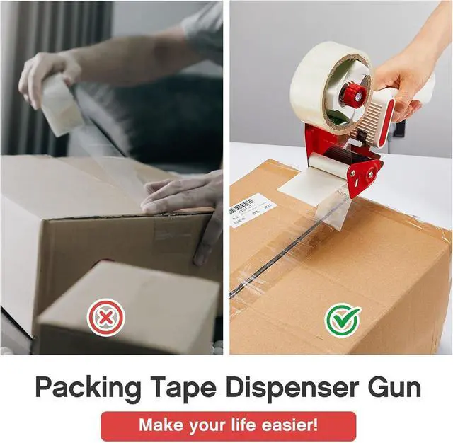 Alt view image 6 of 6 - 8 Pieces Packing Tape Dispenser Gun for 2 Inches Width Tape Handheld Tape Gun for Shipping Industrial Packaging Box Wrapping, Moving Packing Boxes Sealing, Blue and Red