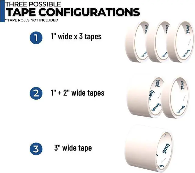 Alt view image 4 of 7 - by Excell Triple Premium Extra Wide Metal 3 Inch Tape Dispenser (2-Pack)