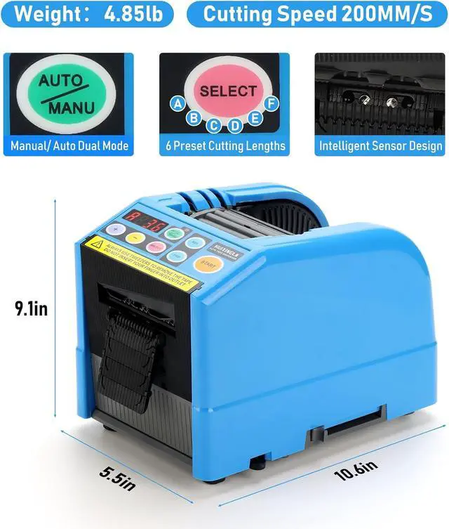 Alt view image 3 of 6 - Automatic Tape Dispenser,Ribbon Cutting Machine,6-60mm Width, 5-999mm Length, Ideal for Shipping, Schools, Restaurants, Business & Home