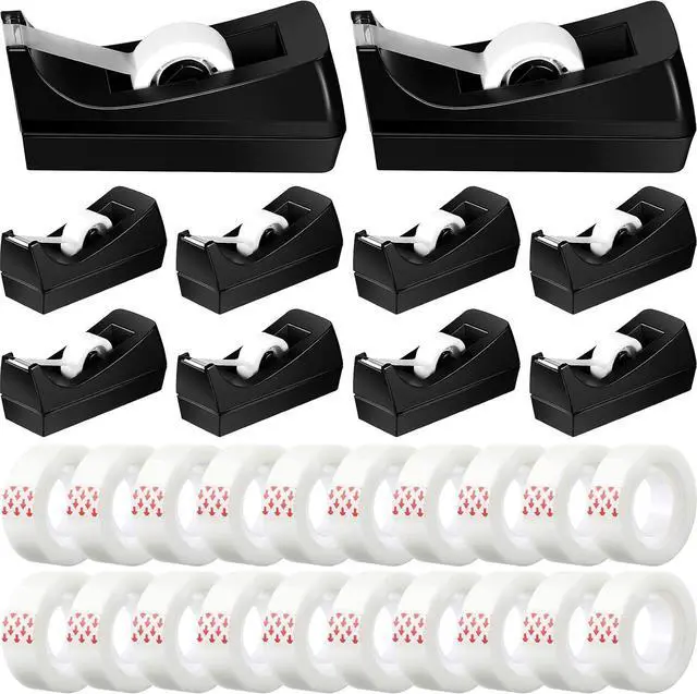 Main image of 10 Pack Tape Dispenser, 20 Refills Weighted Non Skid,Black