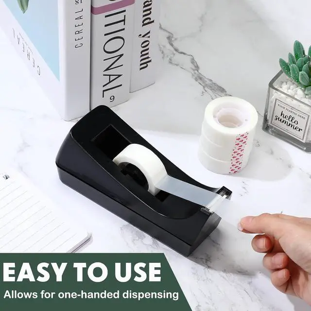 Alt view image 5 of 6 - 10 Pack Tape Dispenser, 20 Refills Weighted Non Skid,Black