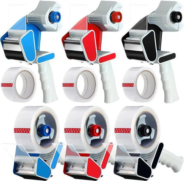 Main image of 6 Pack Heavy Duty Packing Tape Dispenser Gun with 6 Rolls 2 Inch 2.7 Mil Thick Handheld Tape Gun for Moving, Shipping, Sealing Boxes and Packaging
