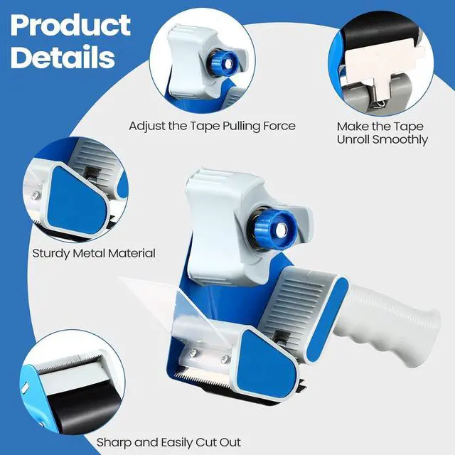 Alt view image 2 of 6 - 6 Pack Heavy Duty Packing Tape Dispenser Gun with 6 Rolls 2 Inch 2.7 Mil Thick Handheld Tape Gun for Moving, Shipping, Sealing Boxes and Packaging