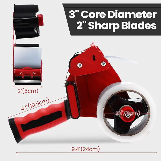 Alt view image 2 of 7 - 2 Pack Packing Tape Dispenser Gun with 12 Roll Packing Tape 2 Inch Gun 2.7 Mil Heavy Duty Packaging for Shipping, Moving, Carton and Box Sealing(Black and Red)
