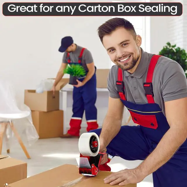 Alt view image 7 of 7 - 2 Pack Packing Tape Dispenser Gun with 12 Roll Packing Tape 2 Inch Gun 2.7 Mil Heavy Duty Packaging for Shipping, Moving, Carton and Box Sealing(Black and Red)