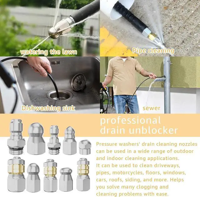 Alt view image 3 of 7 - Jetter Heads Kit, Rotating Button Drain Cleaning Nozzle Tips for Pressure Washer Sewer Jetter Kit - Pack of 10, 5000 PSI, Quick Connect