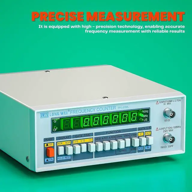 Alt view image 2 of 7 - High Precision Frequency Counter, 10HZ-2.7GHZ High Resolution Frequency Counter, Multifunctional Digital Frequency Meter, High Stability, 8-Digit LED Display, TFC2700L