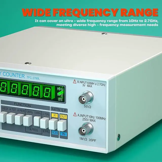 Alt view image 3 of 7 - High Precision Frequency Counter, 10HZ-2.7GHZ High Resolution Frequency Counter, Multifunctional Digital Frequency Meter, High Stability, 8-Digit LED Display, TFC2700L