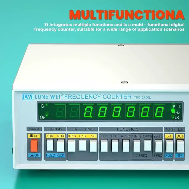 Alt view image 4 of 7 - High Precision Frequency Counter, 10HZ-2.7GHZ High Resolution Frequency Counter, Multifunctional Digital Frequency Meter, High Stability, 8-Digit LED Display, TFC2700L