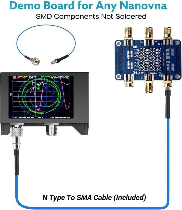 Alt view image 2 of 7 - NanoVNA SAA-2N VNA Antenna Analyzer, 50KHz -3GHz Vector Network Analyzer with Bag & Testboard Kit,4" inch LCD,HF VHF UHF Measuring S Parameters, Voltage Standing Wave Ratio Smith Chart