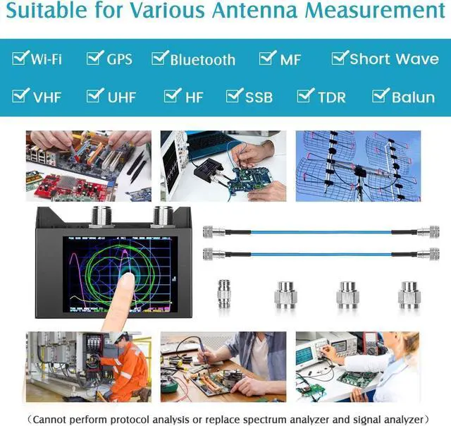 Alt view image 7 of 7 - NanoVNA SAA-2N VNA Antenna Analyzer, 50KHz -3GHz Vector Network Analyzer with Bag & Testboard Kit,4" inch LCD,HF VHF UHF Measuring S Parameters, Voltage Standing Wave Ratio Smith Chart