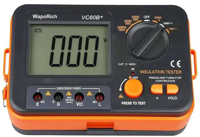 Main image of Megohmmeter Insulation Resistance Tester, 1999 Counts Megaohm Meter 200M~2K Megohm Megger with DC250/500/1000V AC750V Testing Voltage, Digital Multimeter Measure with Data Hold Backlit