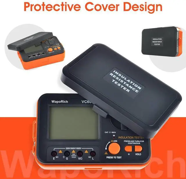 Alt view image 4 of 7 - Megohmmeter Insulation Resistance Tester, 1999 Counts Megaohm Meter 200M~2K Megohm Megger with DC250/500/1000V AC750V Testing Voltage, Digital Multimeter Measure with Data Hold Backlit