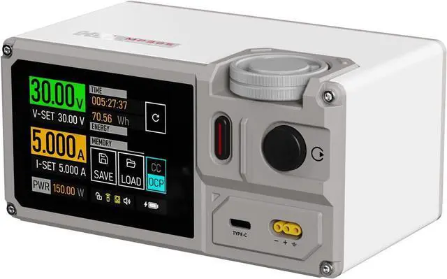 Main image of Portable Bench Power Supply Variable, 30V 5A 150W Linear Regulated Programmable DC Powersupply with Built-in Battery, Touchscreen, USB-C PD and Universal Battery Charge MP305B