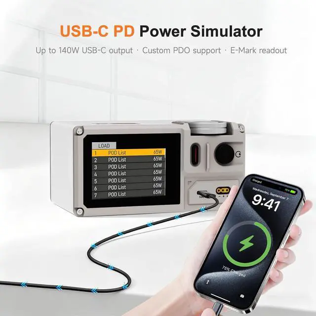 Alt view image 6 of 7 - Portable Bench Power Supply Variable, 30V 5A 150W Linear Regulated Programmable DC Powersupply with Built-in Battery, Touchscreen, USB-C PD and Universal Battery Charge MP305B