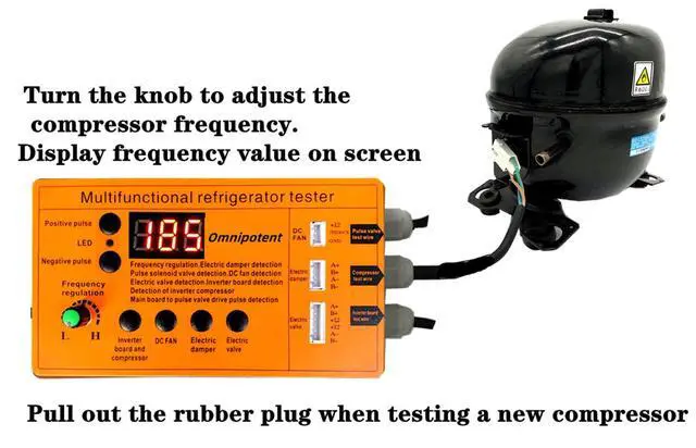 Alt view image 5 of 7 - Multifunctional Refrigerator Compressor Tester, Refrigerator Inverter Compressor Pulse Solenoid Tester, DC Fan Damper Electric Valve Fault Detector