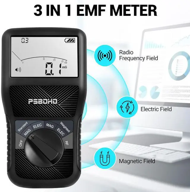 Alt view image 2 of 7 - EMF Meter for Electric Field, Magnetic Field, Radio Frequency Detection