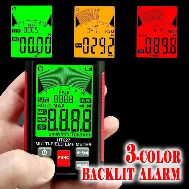 Alt view image 3 of 7 - EMF Meter, 3-in-1 Portable Electromagnetic Field Radiation Detector Handheld EMF Tester for EF, RF, MF, WiFi Signal, Radio Frequency Detector Suitable for Home Office EMF Inspections Ghost Hunting